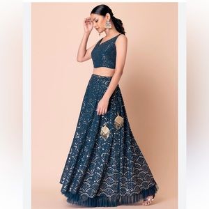Sequin embroidered lehenga set with strappy blouse size small